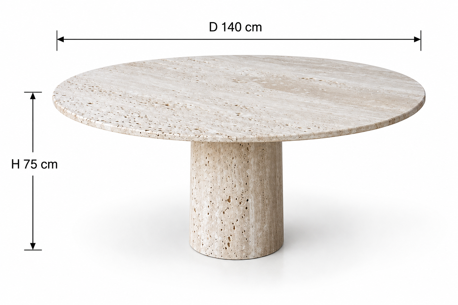 Travertine Table with Dimensions